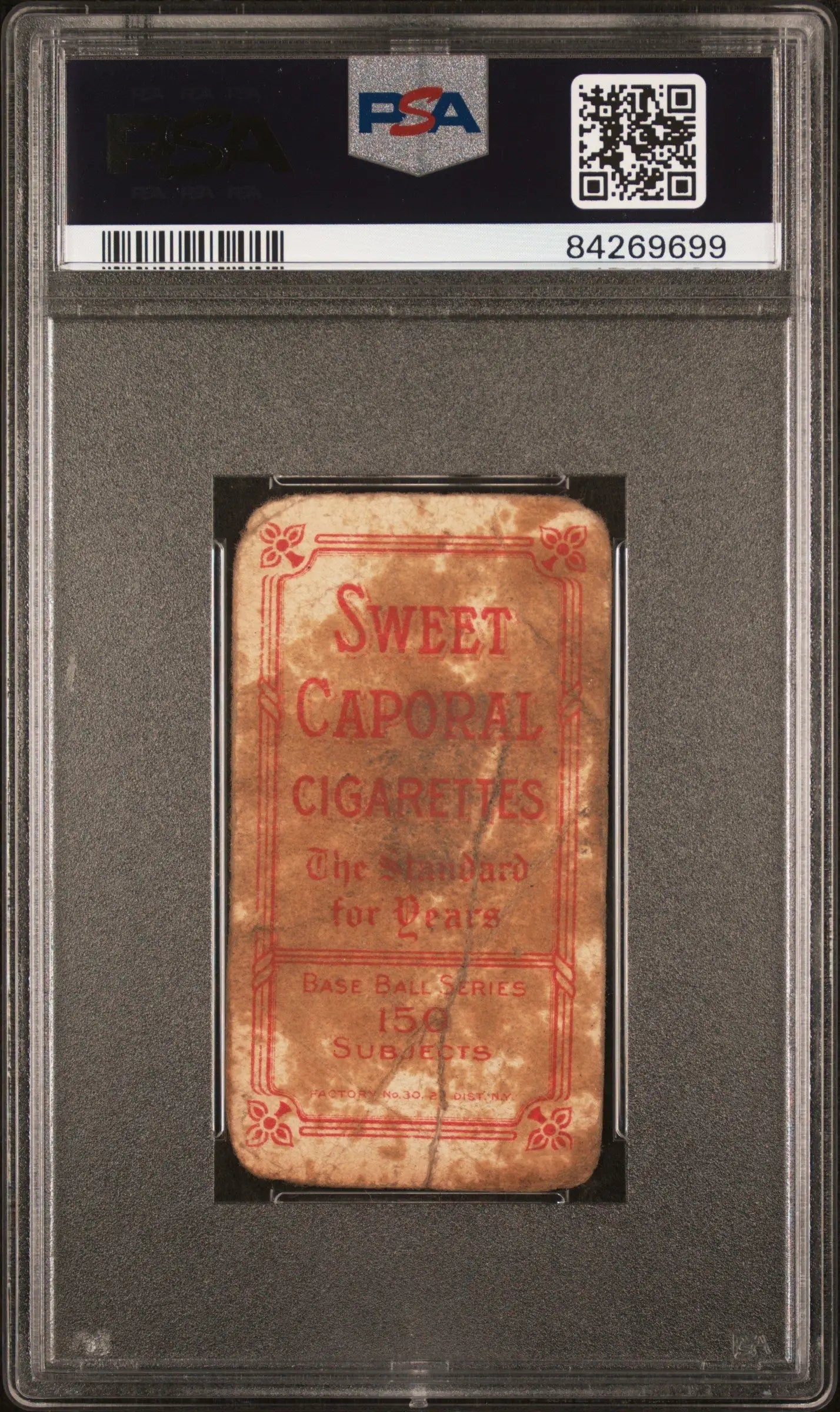 Vintage Frank Bowerman T206 Sweet Caporal card in protective holder with PSA authentication