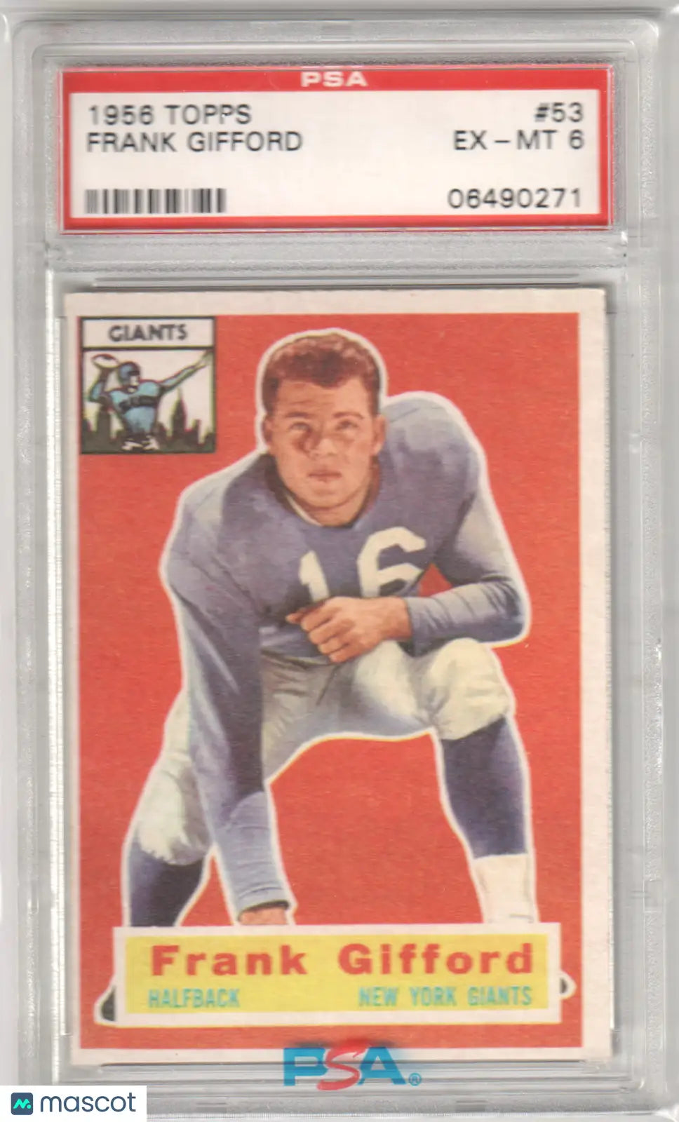 Columbia Hobby Frank Gifford 1956 Topps #53 football card graded EX-MT 6 by PSA