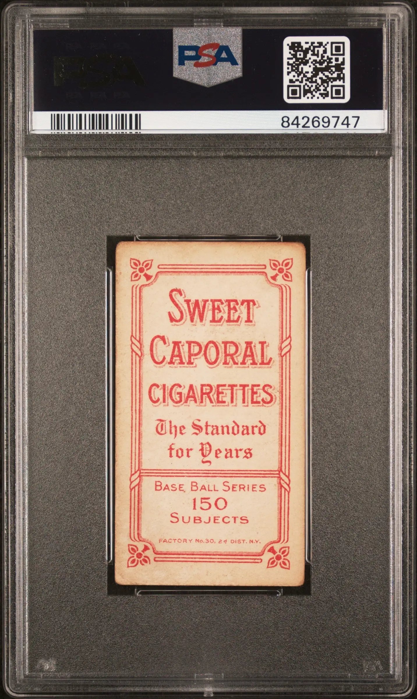 Vintage Frank Owen T206 Sweet Caporal 150/30 trading card in PSA holder