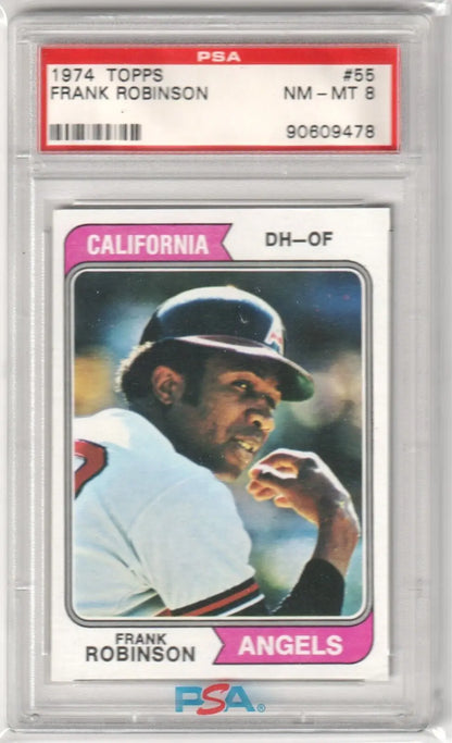 Graded Frank Robinson 1974 Topps baseball card from Columbia Hobby, PSA 8 NM-MT
