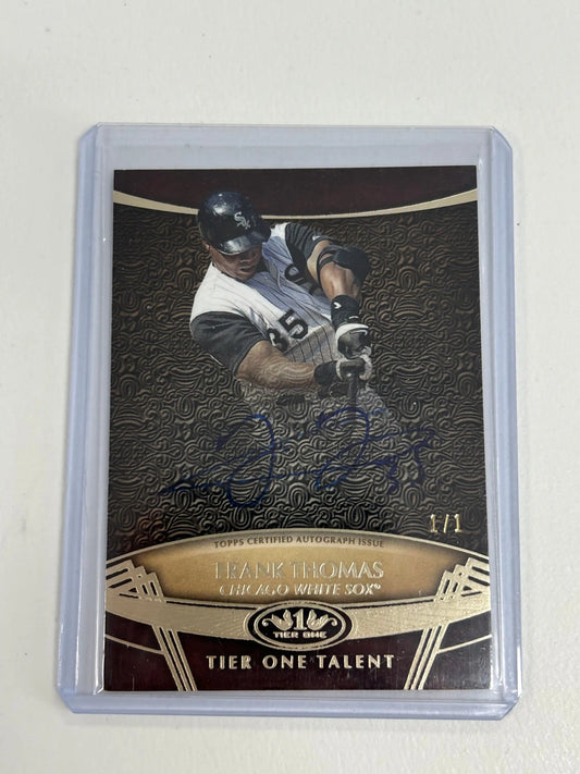 Frank Thomas 2019 Topps Tier One Gold Ink Auto card #1/1 featuring legendary player