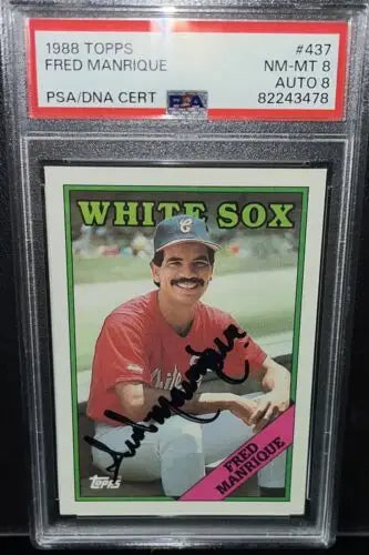 Graded Fred Manrique autographed baseball card for Chicago White Sox fans