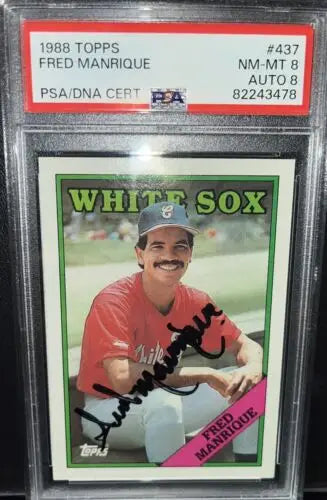 Graded Fred Manrique White Sox Autographed 1988 Topps #437 Baseball Card PSA DNA