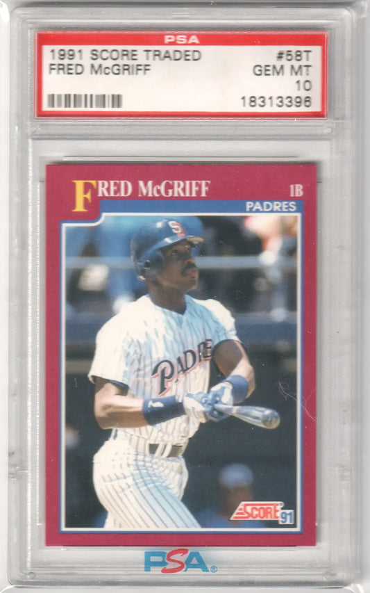 Graded Fred McGriff 1991 Score Traded baseball card PSA 10 GEM MINT from Columbia Hobby