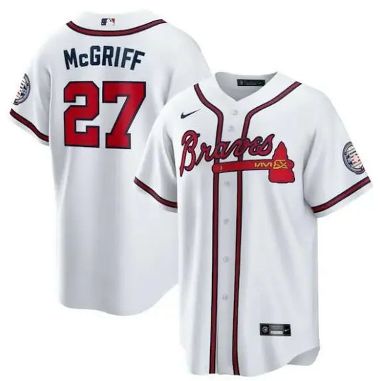 White Atlanta Braves Fred McGriff Hall of Fame Patch Nike 2023 Replica Jersey