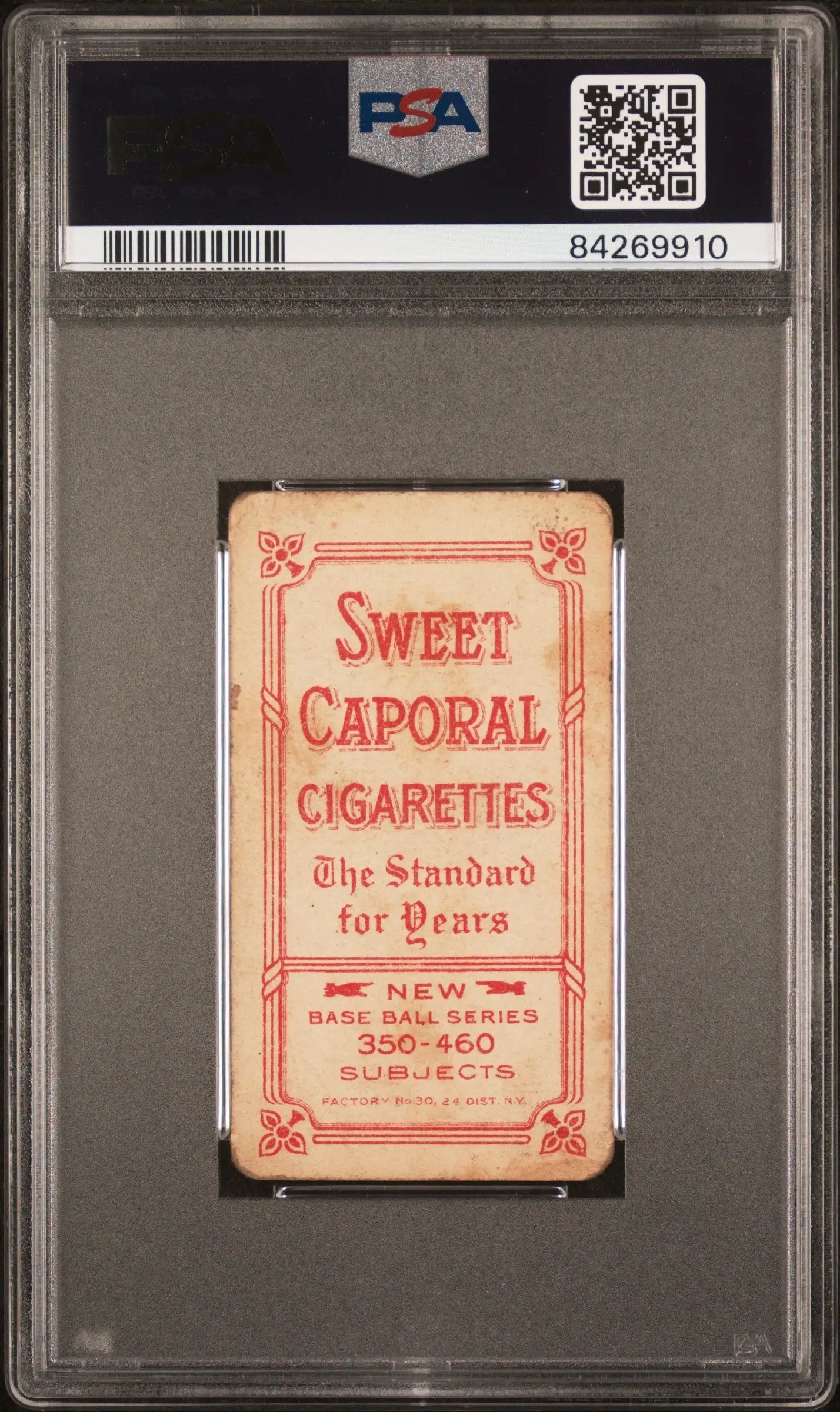 Vintage Fred Merkle T206 Sweet Caporal cigarette card in PSA grading case
