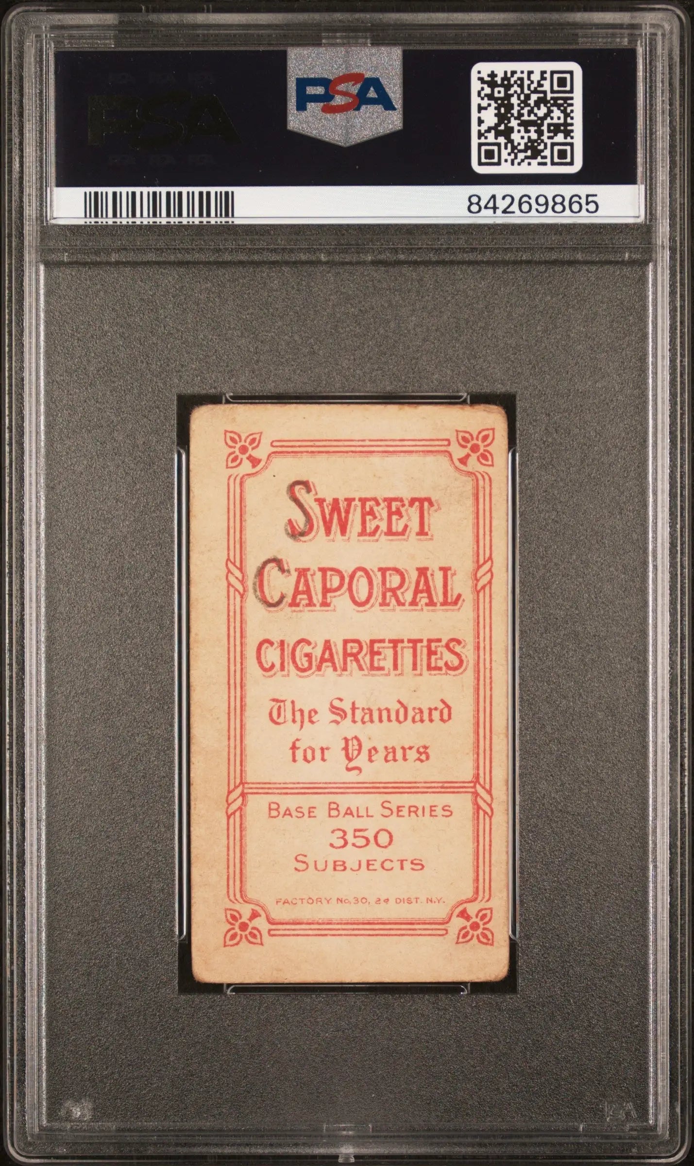 Fred Mitchell T206 Sweet Caporal cigarette card in PSA graded protective holder