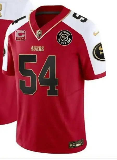 Red and white San Francisco 49ers Fred Warner #54 Faithful To The Bay jersey