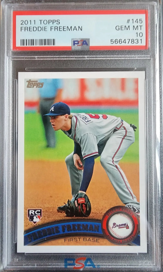 Freddie Freeman 2011 Topps #145 PSA 10 Gem Mint trading card of Atlanta Braves player