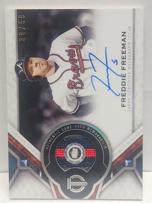 Freddie Freeman 2021 Topps Tribute Certified Patch Auto with autograph and uniform patch