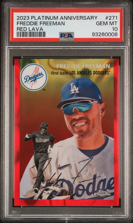 PSA-graded 2023 Freddie Freeman Topps Chrome Platinum Anniversary baseball card