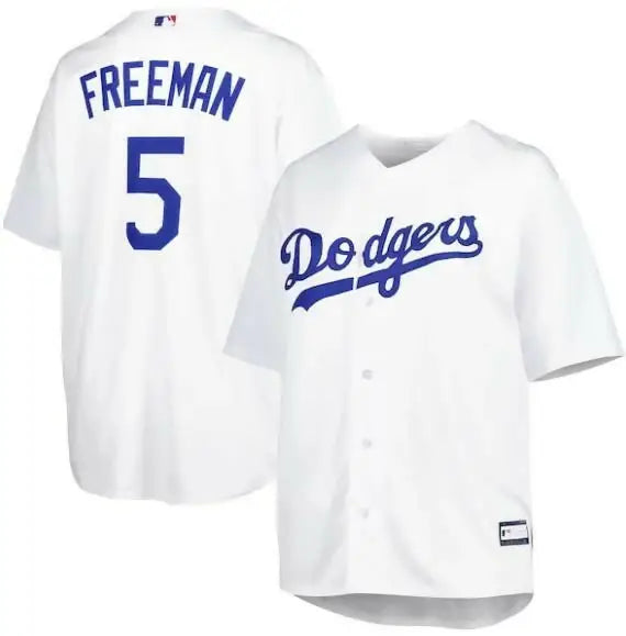 White Dodgers baseball jersey featuring Freddie Freeman Los Angeles Dodgers replica design