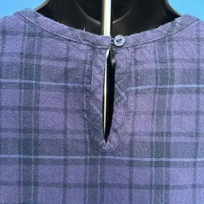 Free Assembly girls plaid dress in purple and black with keyhole neckline and button closure