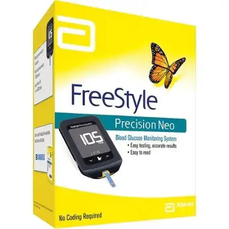 Freestyle Precision Neo blood glucose monitoring system with test strips for accurate readings