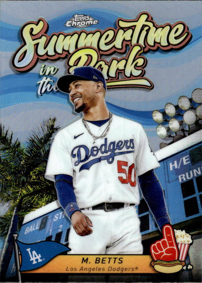 2024 Topps Chrome Summertime in the Park Refractor #SITP-1 Mookie Betts NM-MT Los Angeles Dodgers Baseball Card Image 1