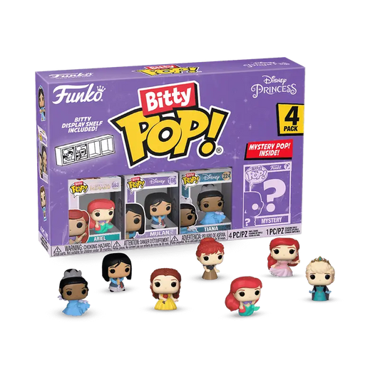 Funko Bitty Pop Disney Princess 4-pack with mystery figure displayed on Series 1 packaging