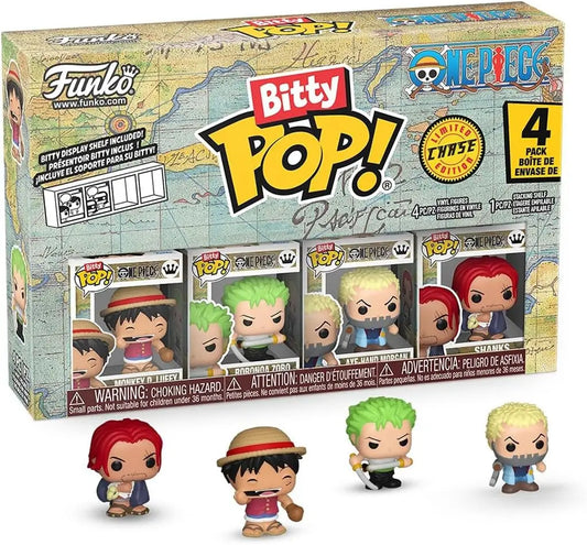 Funko Bitty Pop One Piece 4-pack with Monkey D Luffy, Roronoa Zoro, and Chase Bitty Pop characters