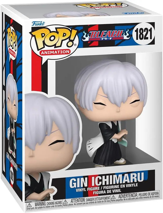 Funko Pop! vinyl figure of Gin Ichimaru from Bleach in black Soul Reaper uniform