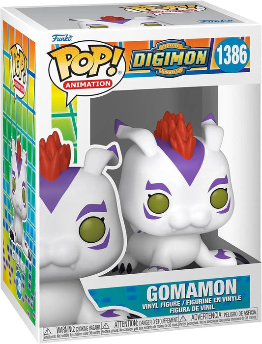 Funko Pop! figure of Gomamon from Digimon #1386 in packaging for trading cards collectors
