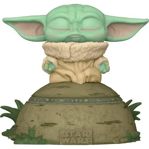 Grogu Funko Pop figure meditating in robe, Star Wars The Force Deluxe Pop display