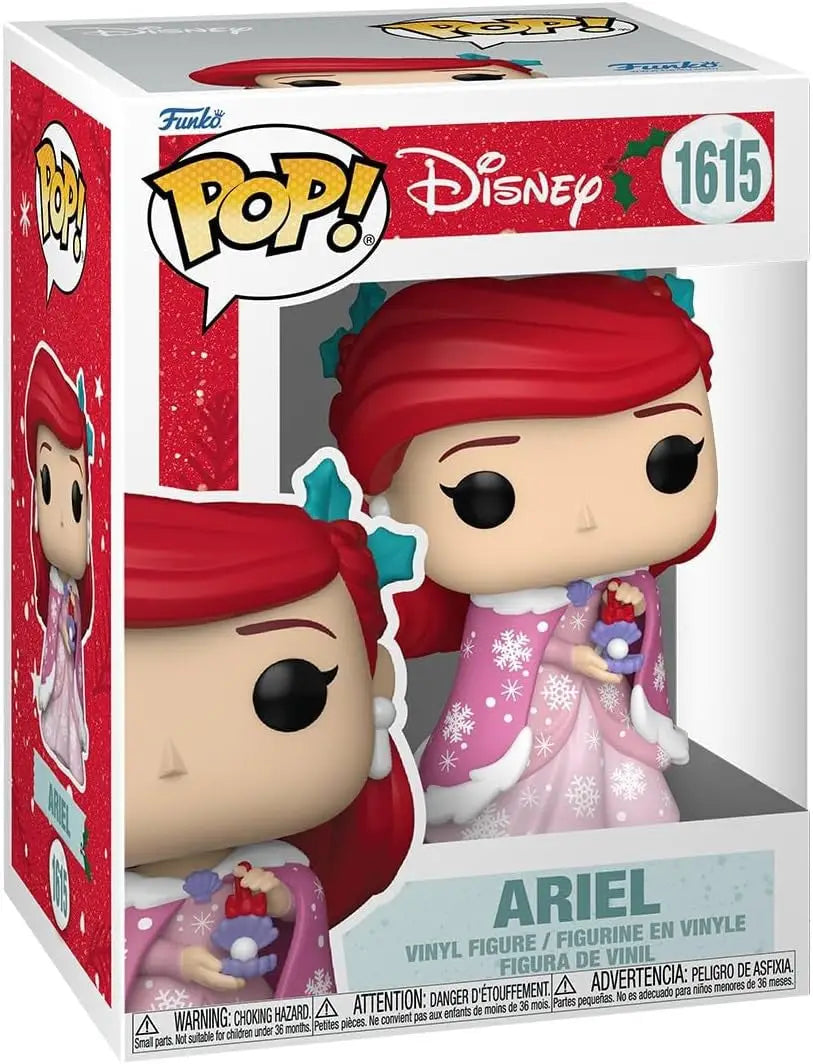 Disney Ariel Funko POP! vinyl figure in festive holiday-themed box for collectors