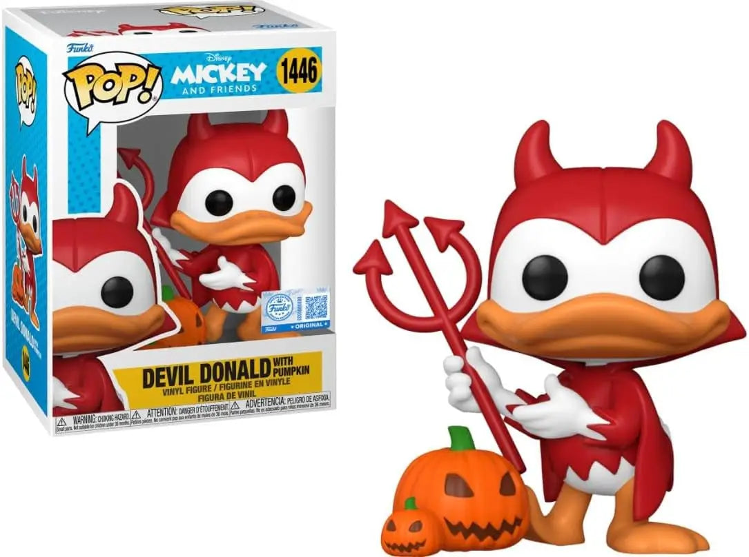Funko Pop Disney Friends Devil Donald with Pumpkin vinyl figure holding trident