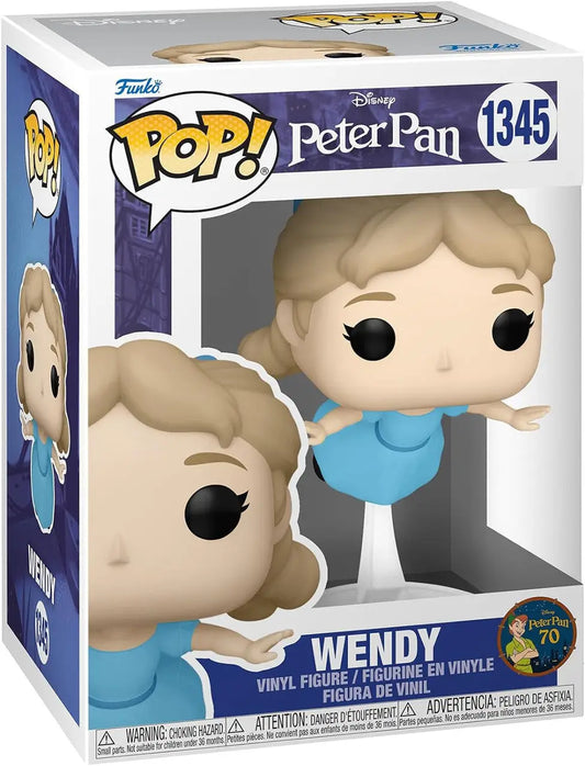 Funko Pop! Disney Peter Pan 70th Wendy figure in a blue dress with outstretched arms