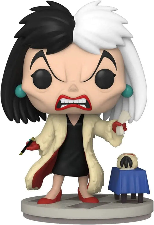 Cartoon figurine of Cruella De Vil, a Disney Villain, holding a cigarette