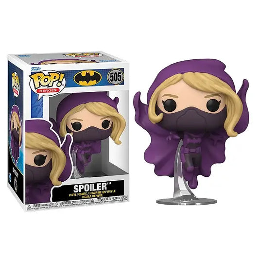 Funko Pop vinyl figure of Spoiler from Batman in a purple hooded cape #505