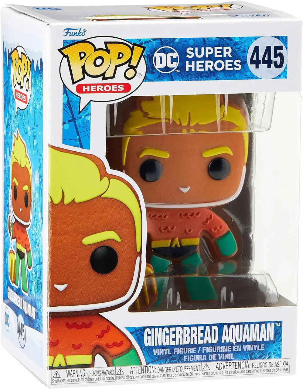 Funko Pop Heroes DC Holiday Gingerbread Aquaman figure #445 for festive collectors