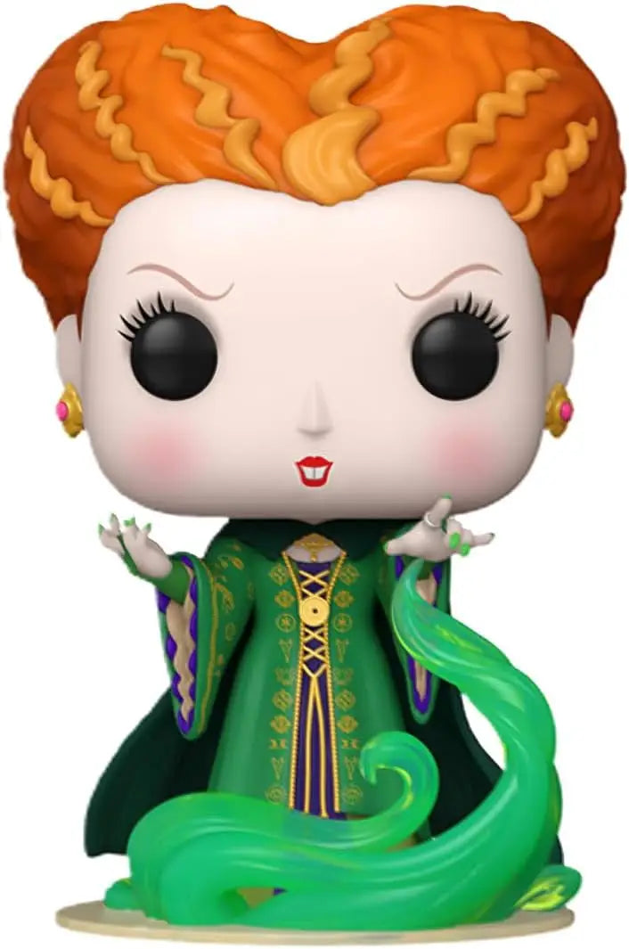 Funko Pop figurine of Winifred from Hocus Pocus 2 in green dress and cape