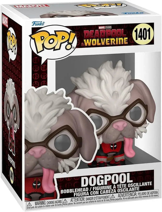 Funko Pop Dogpool bobblehead figure from Marvel series displayed in product 1401