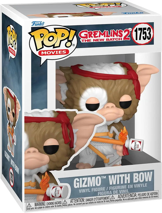 Gizmo Funko Pop vinyl figure from Gremlins 2 with a red bow perfect for collectors of trading cards
