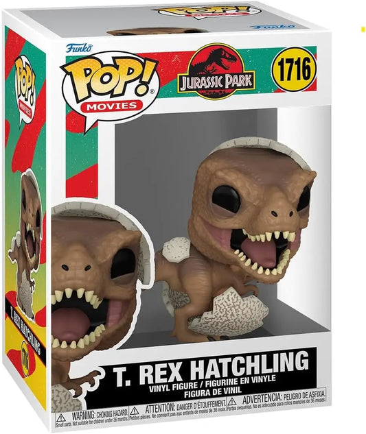 Funko Pop vinyl figure of a Jurassic Park Rex Hatchling hatching from an egg