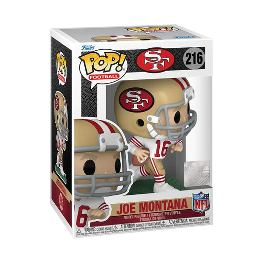 Joe Montana Funko Pop figurine in box from Funko Pop NFL Legends series