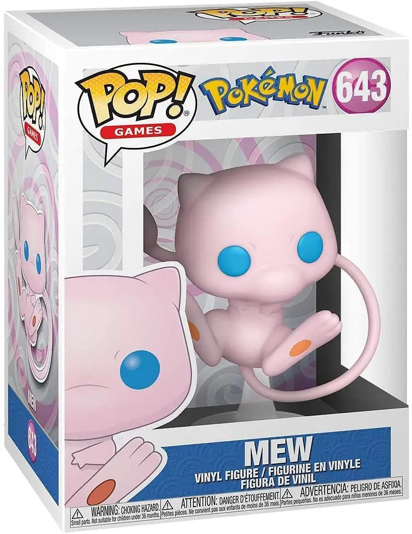 Pink Mew Pop Vinyl figure with blue eyes and orange paws from Funko Pop Pokemon Mew 643