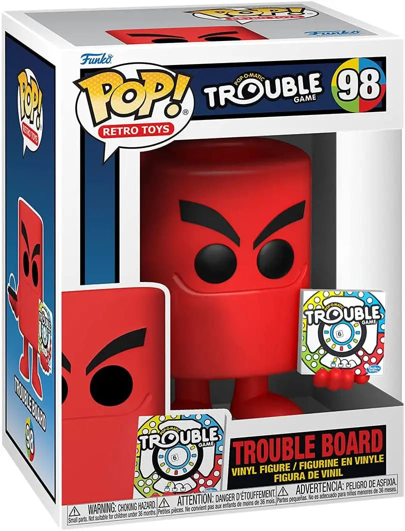 Funko Pop! vinyl figure of red Trouble Board game piece with an angry expression