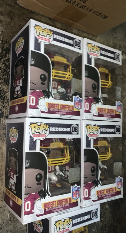 Funko Pop Robert Griffin III figures, Redskins vault, rare NFL Commanders case of 5