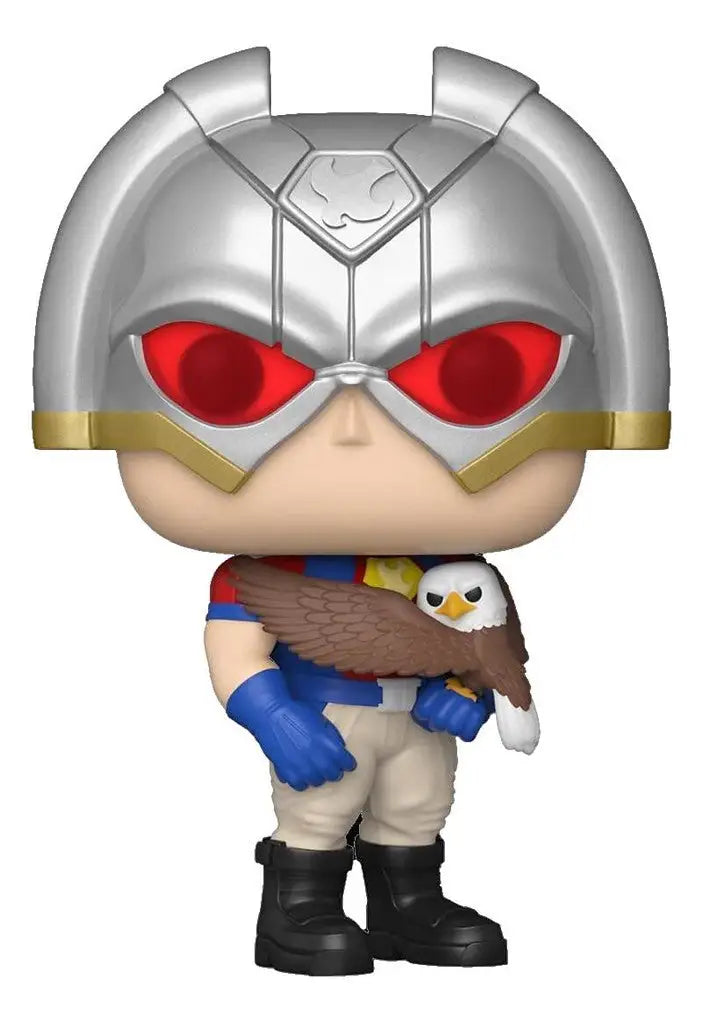 Cartoon-style Funko Peacemaker figurine with silver helmet and eagle, #1232