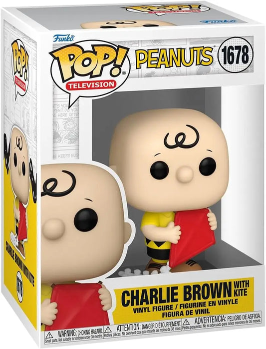 Charlie Brown Funko Pop figure with kite from Peanuts, ideal for trading and baseball card fans