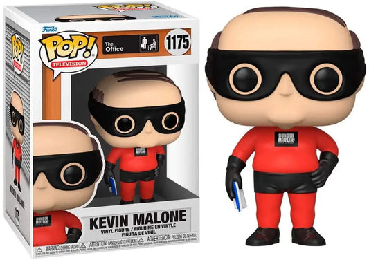 Funko Pop! Kevin Malone figurine in red suit and black goggles for collectors