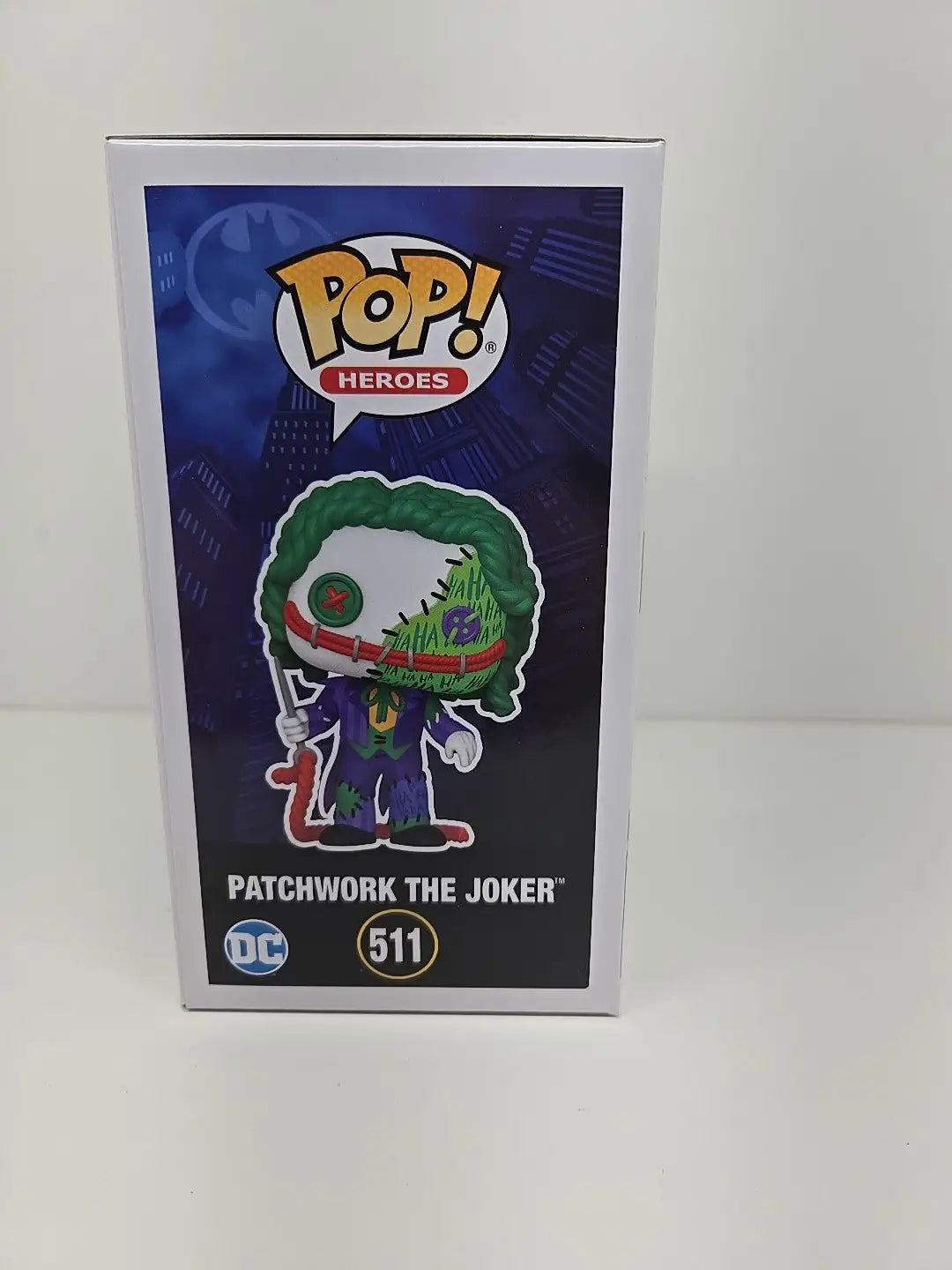 Funko Pop Vinyl figure of Patchwork The Joker from DC Universe in collector’s box
