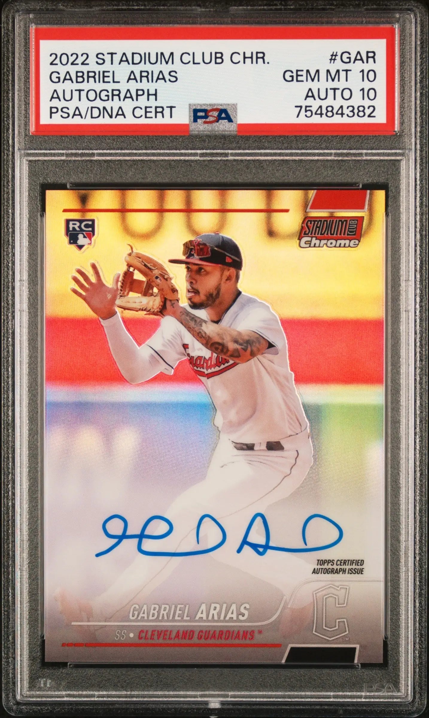 Autographed Gabriel Arias baseball trading card featuring Chrome Red Refractor Auto