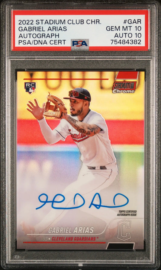 Autographed Gabriel Arias baseball trading card featuring Chrome Red Refractor Auto