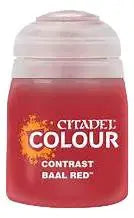 Bottle of Citadel Contrast Baal Red paint for miniature painting from Games Workshop