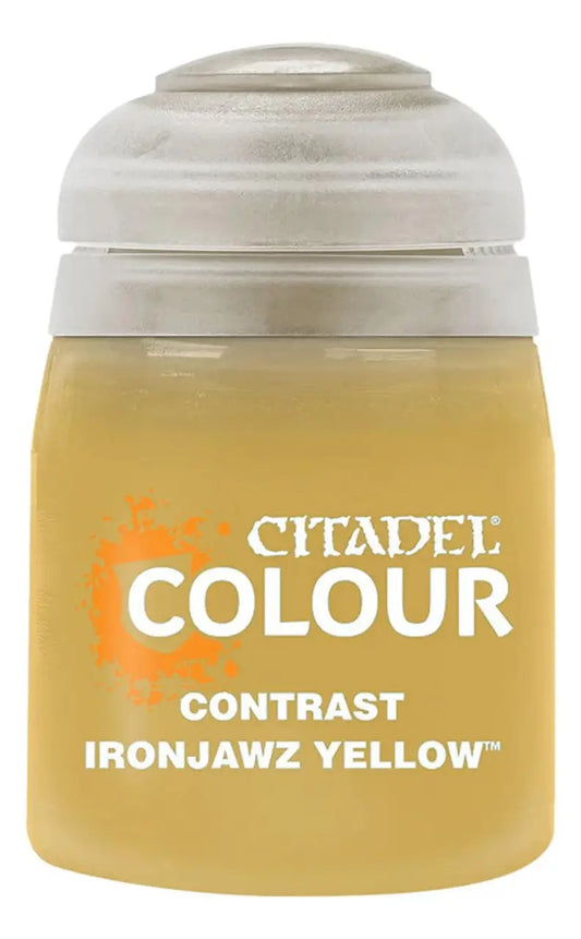 Yellow Citadel Contrast paint in a pot for Warhammer models by Games Workshop