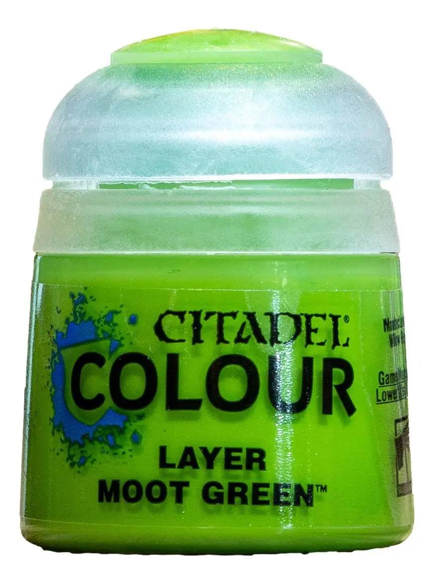 Bright green Citadel Layer Paint in a 12ML pot from Games Workshop Citadel Paint MOOT GREEN