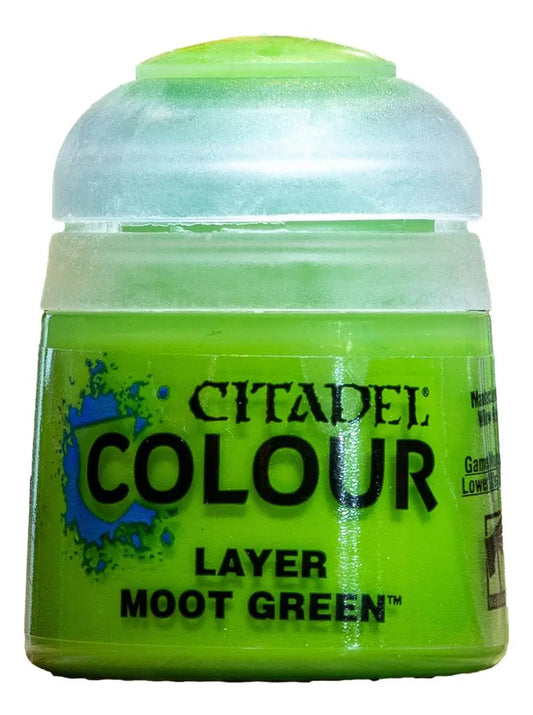 Bright green Citadel Layer Paint in a 12ML pot from Games Workshop Citadel Paint MOOT GREEN