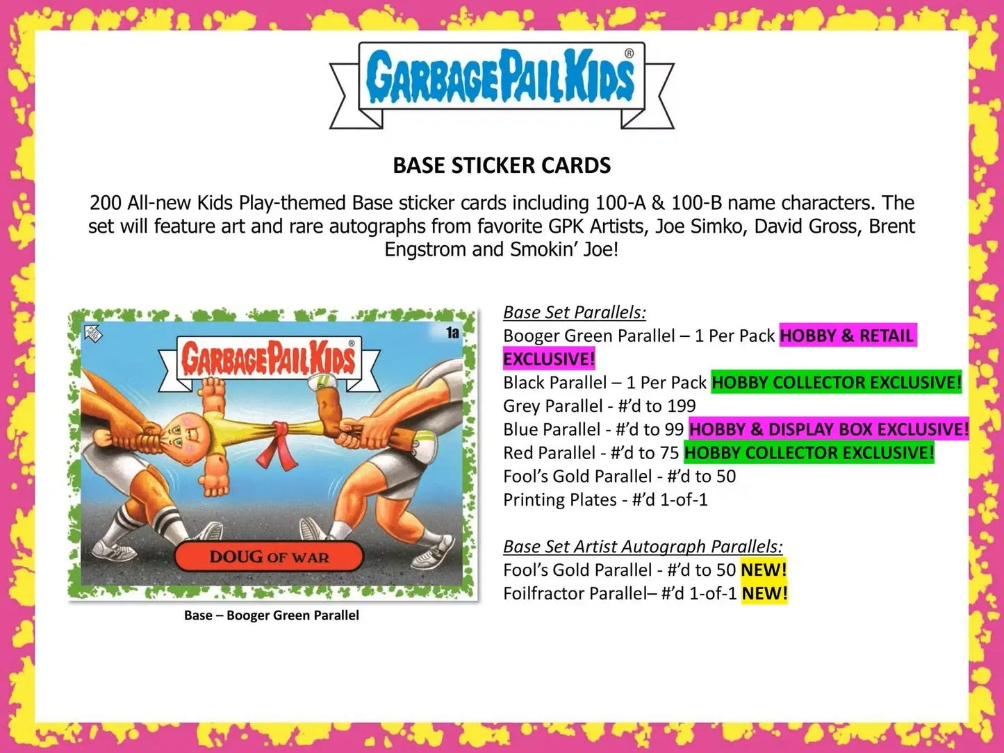 Garbage Pail Kids trading card info from Series 1 Kids-At-Play hobby collector exclusive box