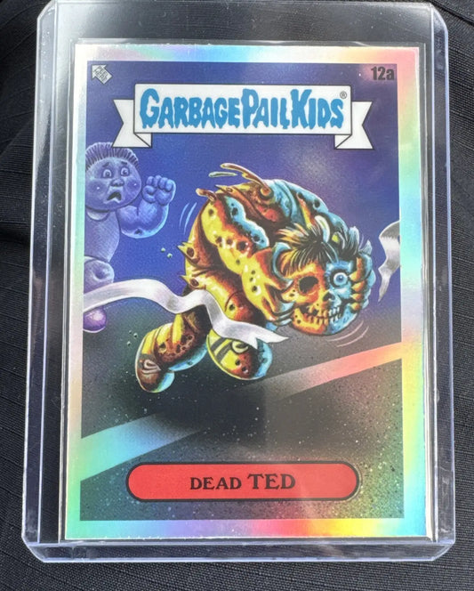 Garbage Pail Kids Dead Ted trading card in protective sleeve from Topps Chrome series